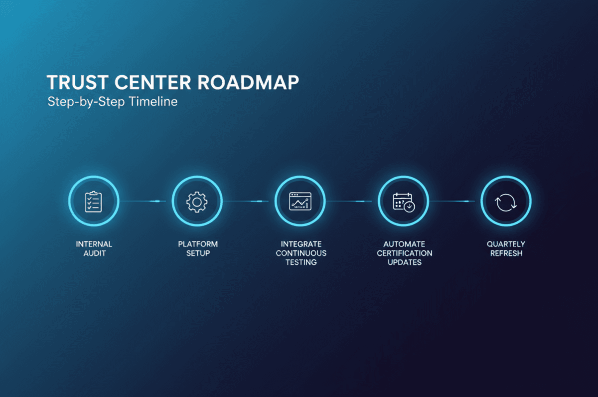 Trust center elements such as certifications, pentesting, privacy