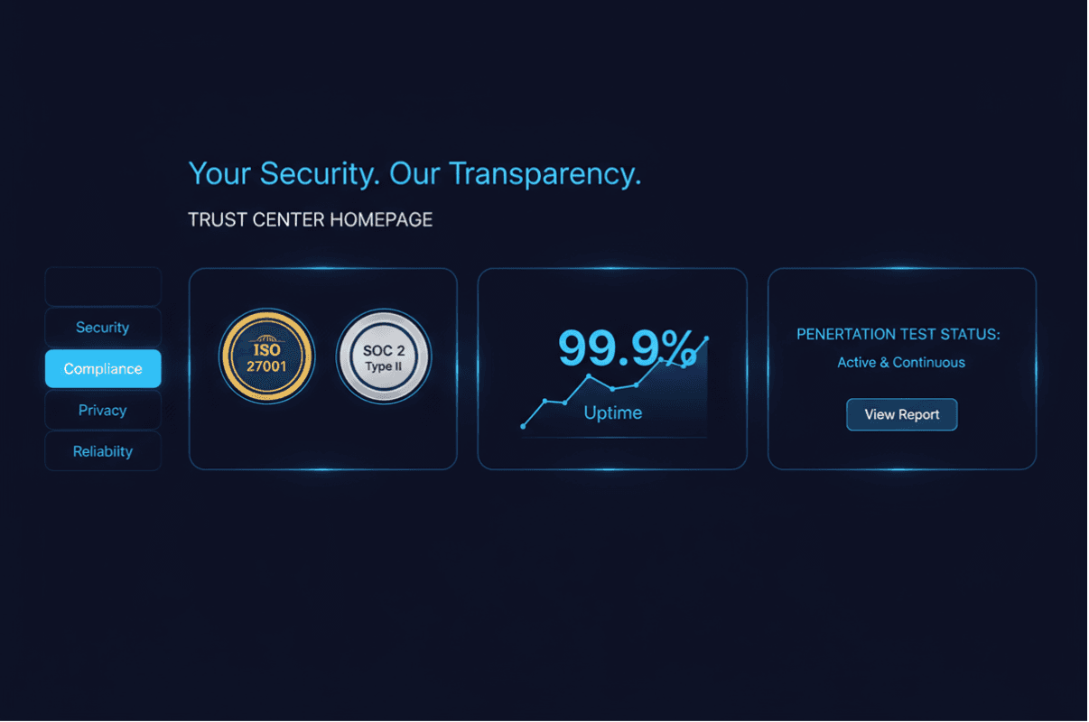 Security team reviewing trust center maintenance checklist