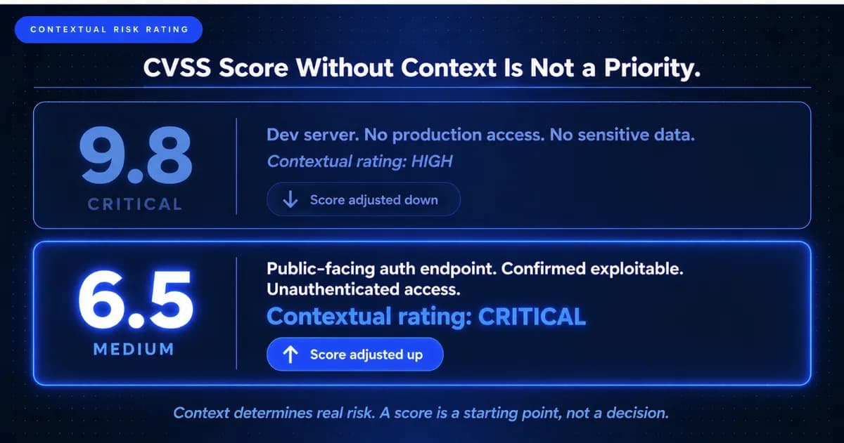 Contextual Risk Ratings vs CVSS Base Scores in Security Reports